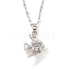 Shiny Bird Brass Micro Pave Clear Cubic Zirconia Pendant Necklaces IR0521-5