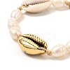 Natural Pearl & Cowrie Shell Braided Bead Bracelet for Teen Girl Women BJEW-JB07063-4