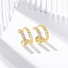 Rack Plating Brass Micro Pave Clear Cubic Zirconia Cuff Earrings EJEW-H147-14G-1