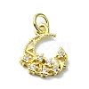 Moon Theme Brass Micro Pave Clear Cubic Zirconia Charms KK-H475-57G-01-1