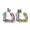 Rainbow Color Square Stud Earrings EJEW-G293-08M-1