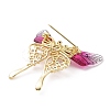 Resin Butterfly Lapel Pin with Clear Cubic Zirconia JEWB-G015-01G-3
