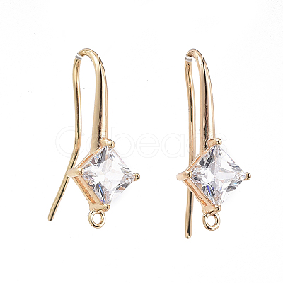 Brass Earring Hook X-ZIRC-Q019-002G-1