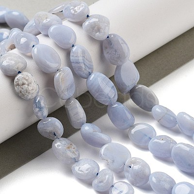 Natural Blue Lace Agate Beads Strands G-K379-A01-01-1