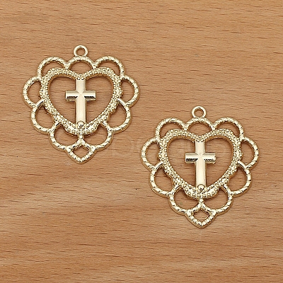 Hollow Heart Cross Alloy  Pendants PW-WGAFC42-04-1