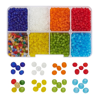 8 Colors Glass Seed Beads SEED-YW0001-61-1