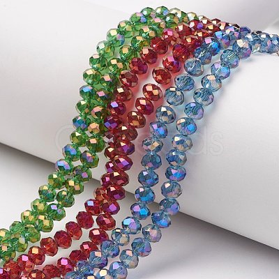 Electroplate Transparent Glass Beads Strands EGLA-A034-T6mm-F-1