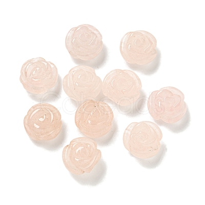 Natural Rose Quartz Carved Flower Beads G-O156-B-38-1