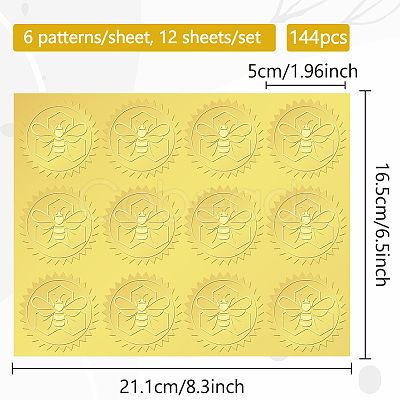 12 Sheets Self Adhesive Gold Foil Embossed Stickers DIY-WH0451-038-1