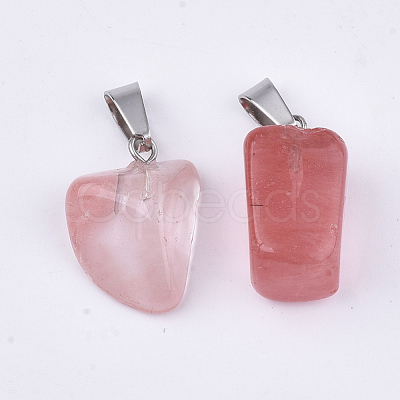 Cherry Quartz Glass Pendants G-Q996-21-1