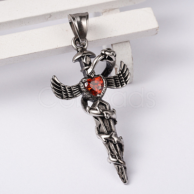 304 Stainless Steel Big Pendants with Rhinestone STAS-K027-01-1