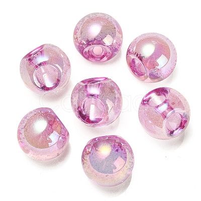 UV Plating Rainbow Iridescent Acrylic Beads OACR-G012-06C-1