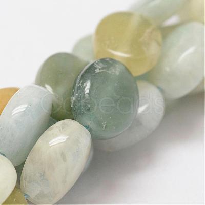 Oval Natural Aquamarine Bead Strands G-O139-02C-1