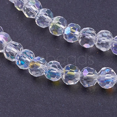 Faceted(32 Facets) Round AB Color Electroplate Glass Beads Strands X-EGLA-J042-4mm-AB03-1