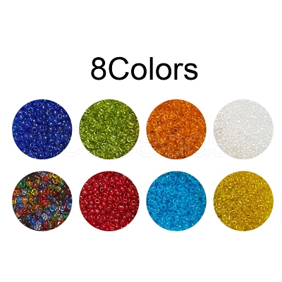 8 Colors Glass Seed Beads SEED-YW0001-56-1