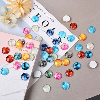 50Pcs Luminous Glass Cabochons sgGLAA-SZ0001-15B-1