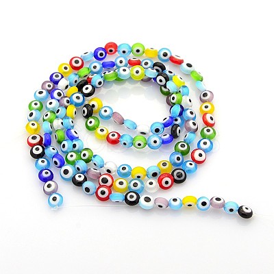 Handmade Evil Eye Lampwork Bead Strands X-LAMP-J029-6mm-M-1