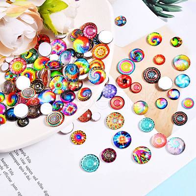 280Pcs 4 Styles Flat Back Glass Cabochons sgGGLA-SZ0001-32-1