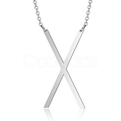 Non-Tarnish 201 Stainless Steel Initial Pendants Necklaces NJEW-S069-JN003D-X-1