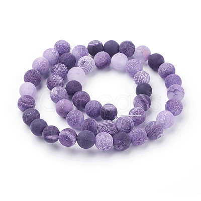 Natural Crackle Agate Beads Strands X-G-G055-8mm-8-1