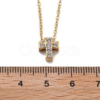 304 Stainless Steel Crystal Rhinestone Pendant Cable Chain Necklaces for Women NJEW-C062-01D-G-1