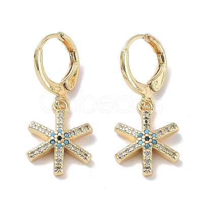 Real 18K Gold Plated Brass Dangle Leverback Earrings EJEW-L269-025G-1