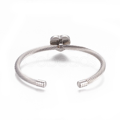 304 Stainless Steel Cuff Bangles BJEW-F400-09P-1