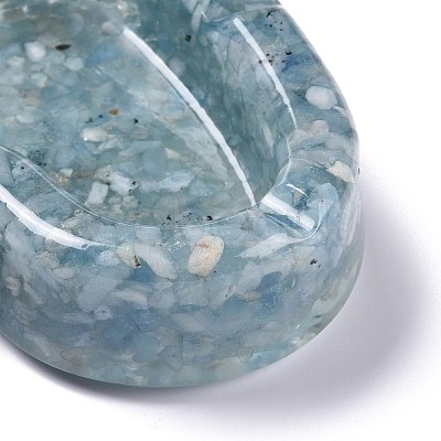 Resin with Natural Aquamarine Chip Stones Ashtray DJEW-F015-03F-1