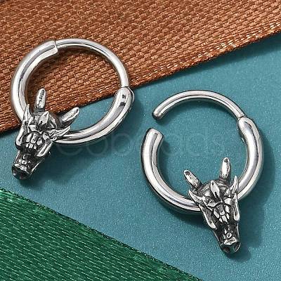 Dragon Head 316 Surgical Stainless Steel Hoop Earrings EJEW-G416-22AS-1