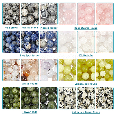 Nbeads 632pcs 24 Styles Natural Mixed Gemstone Beads Sets G-NB0005-13-1