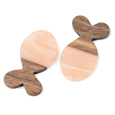 Opaque Resin & Walnut Wood Pendants RESI-S389-053A-C02-1