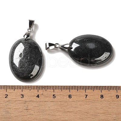 Natural Black Stone Pendants G-Z055-03P-15-1