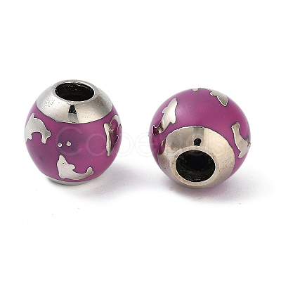 Platinum Plated Alloy Enamel European Beads FIND-E046-02P-1