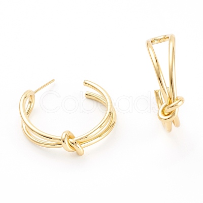 Brass Stud Earrings EJEW-Z007-02G-1