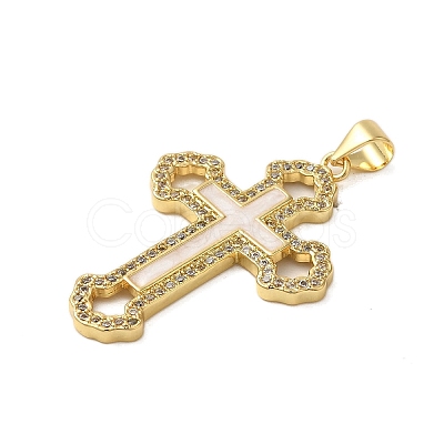 Rack Plating Brass Micro Pave Cubic Zirconia Pendants KK-P279-26C-G-1