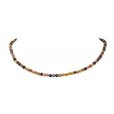 Faceted Round Natural Agate(Dyed & Heated) Beaded Necklaces for Women NJEW-JN04659-1