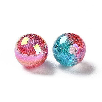 UV Plating Transparent Crackle Acrylic Beads MACR-D029-20-1