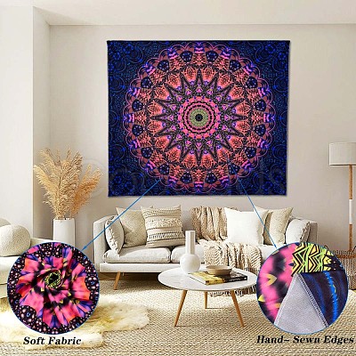 Black Light Boho Mandala Wall Tapestry JX154F-1