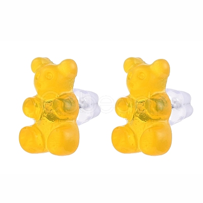 Bear Resin Stud Earrings EJEW-JE04235-M-1