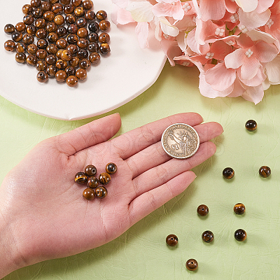 200Pcs Grade AB Natural Tiger Eye Round Beads G-CJ0001-49-1