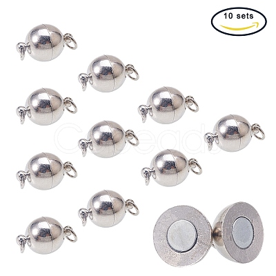 PandaHall Elite Brass Magnetic Clasps with Loops KK-PH0026-16P-NF-1