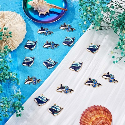 20Pcs Whale Enamel Charm Pendant Blue Whales Fish Charm Sea Animal Pendant for Jewelry Necklace Bracelet Earring Making Crafts JX299A-1