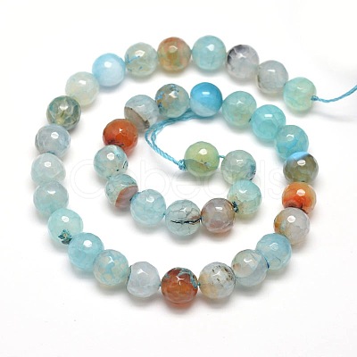 Dyed Natural Agate Faceted Round Beads Strands X-G-E268-04-1