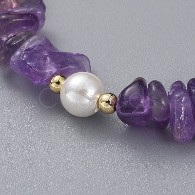 Natural Amethyst Chip Beaded Bracelets BJEW-JB04933-03-1