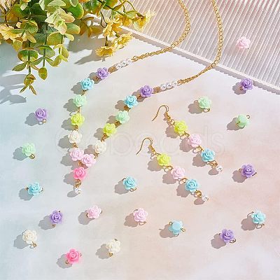 HOBBIESAY 200Pcs Opaque Acrylic Beads Connector Charms FIND-HY0001-30-1