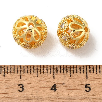 Rack Plating Brass Pave Cubic Zirconia Beads KK-M285-32A-G-1