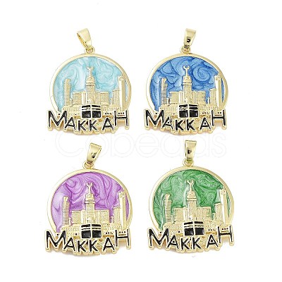 Rack Plating Brass Enamel Pendants KK-H474-21G-1