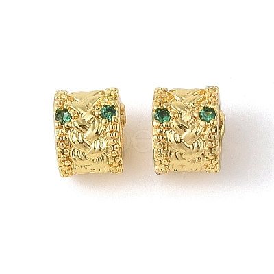 Brass Micro Pave Cubic Zirconia European Beads KK-E113-05G-1