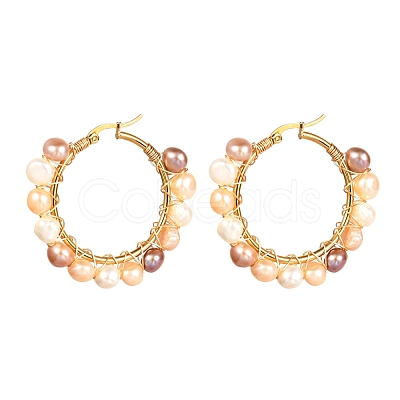 Vintage Natural Pearl Beads Earrings for Girl Women EJEW-JE04643-03-1