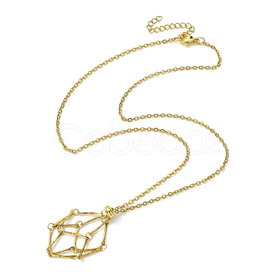 Crystal Cage Holder Necklace NJEW-JN04606-01-1